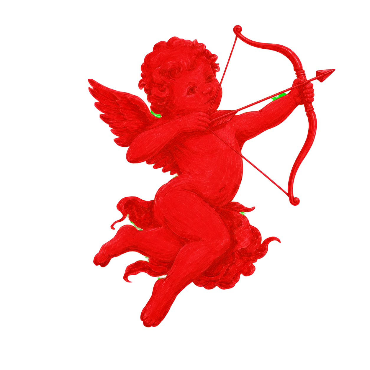 Red Cupid drawing a bow