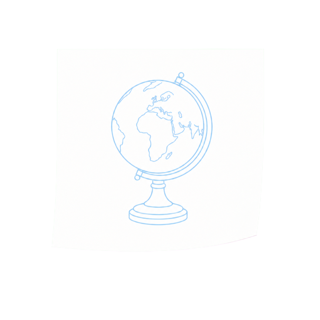 Blue line drawing of a globe